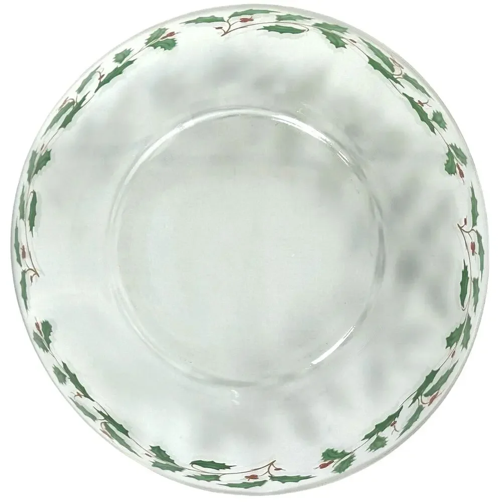 Arcoroc France Christmas Clear Holly Berries Vintage 9